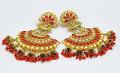 Traditional Design Kundan Earrings Red